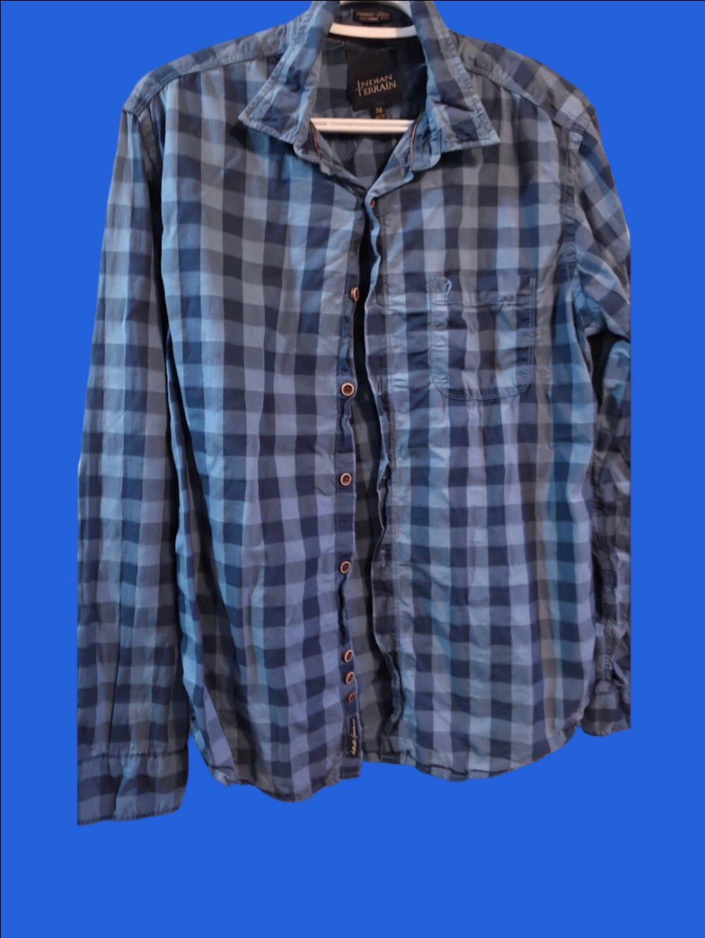 4/$67 Deal! Indian Terrain Blue Plaid Shirt